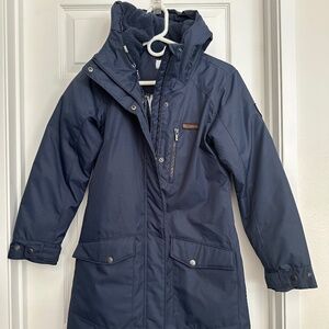 Columbia long insulated winter navy blue jacket